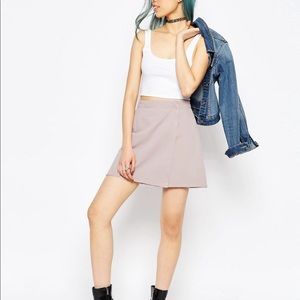 ASOS Denim Wrap Mini Skirt in Washed Pink